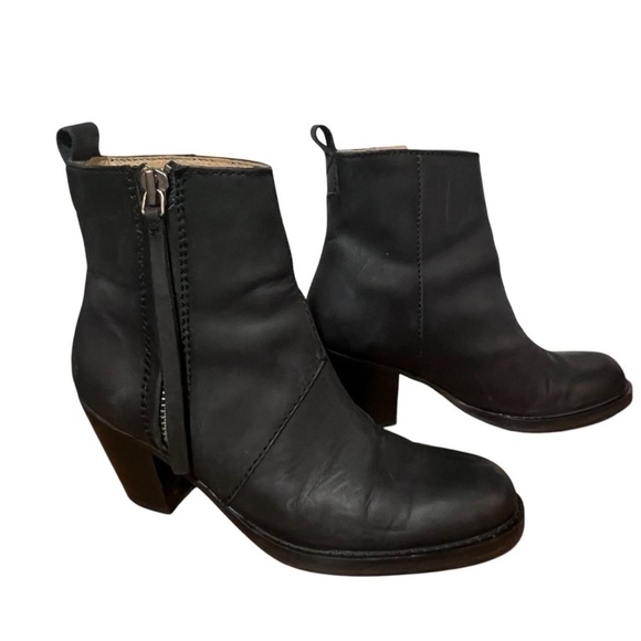ACNE STUDIOS Pistol Ankle Boots Black Leather Booties US 8 - Picture 1 of 7